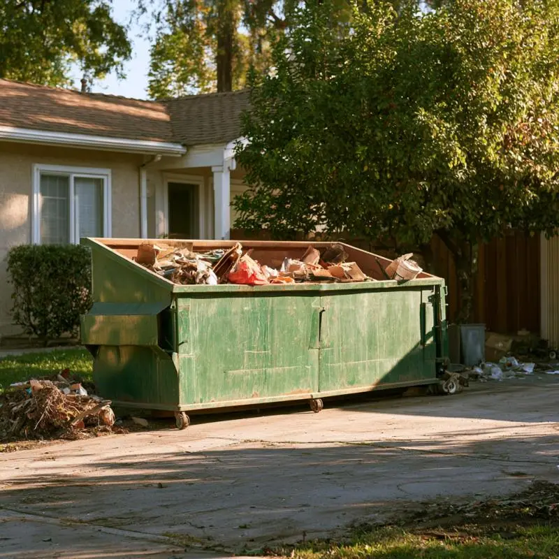 Roll-off dumpster used for a residential home cleanup project in East Los Angeles