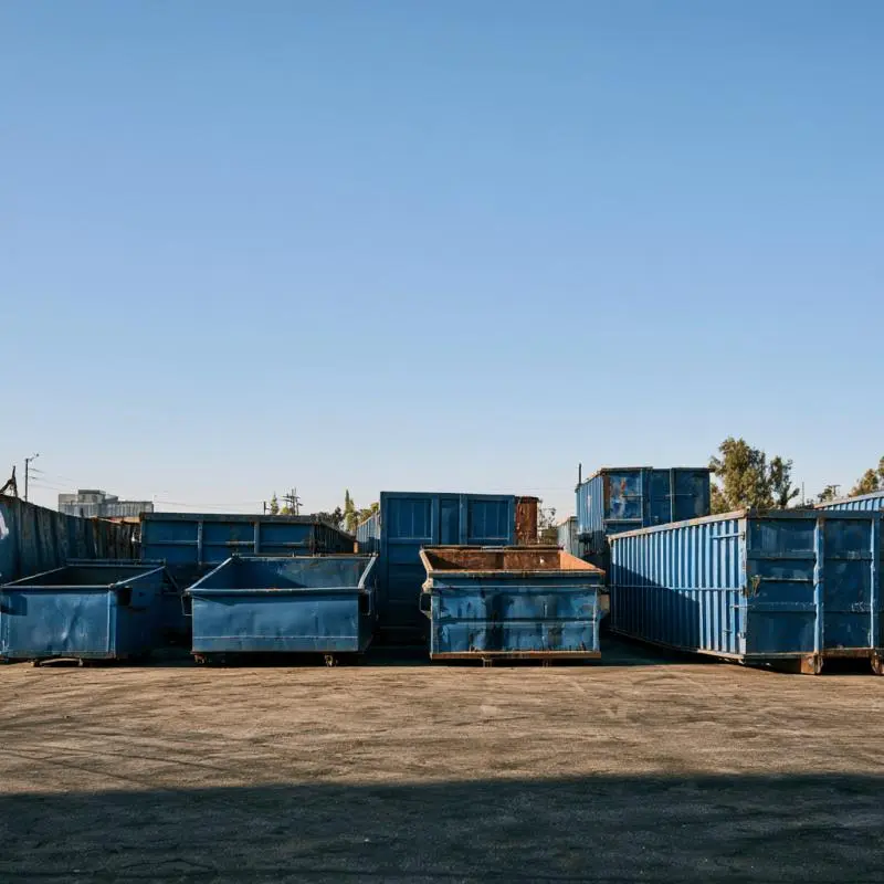 Different dumpster sizes used for residential and construction cleanup projects in East Los Angeles